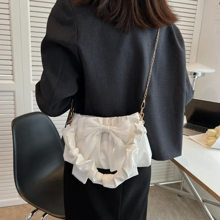 Women Trendy Bow Black White Handbags