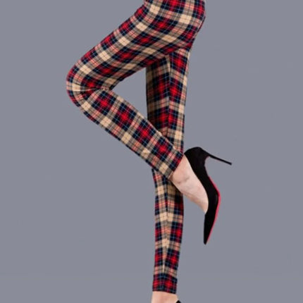 Women High-Elasticity Plaid Fitness Leggings