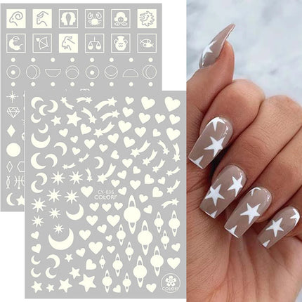 3D Butterfly Star Luminous Nail Stickers