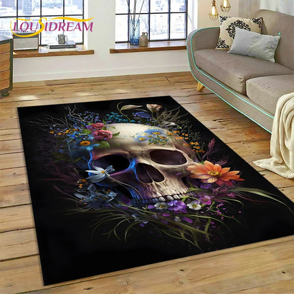 Home Cartoon Skull Gothic 3D Area Rugs