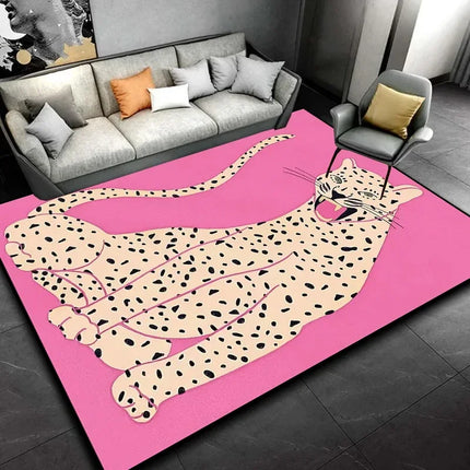 Nordic Leopard Cat Animal Living Area Rugs