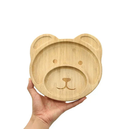 Eco-Friendly Baby Food Wooden Animal Dinner Tray Set