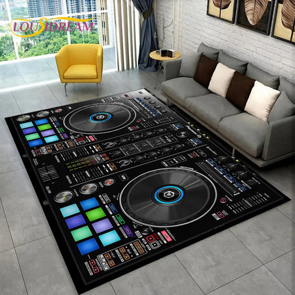 3D DJ Music Keyboard Living Area Rugs