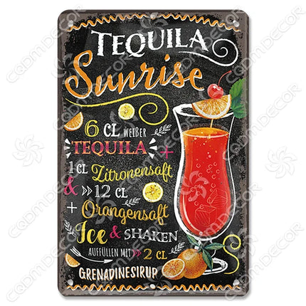 Pina Colada Drink Mojito Vintage Wall Sign