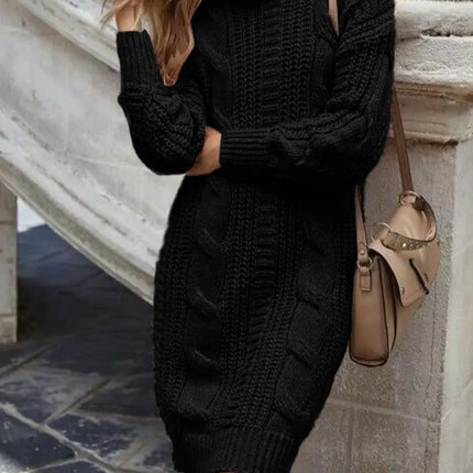 Women Turtleneck Long Sweater Dress - Mad Fly Essentials