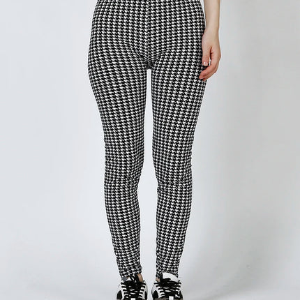 Women High Waist Vintage Houndstooth Leggings