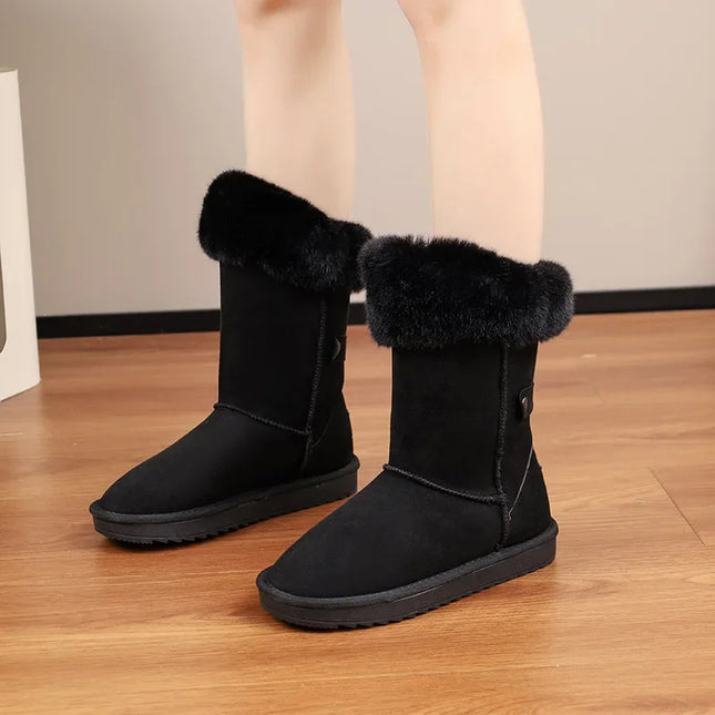 Women Plush Fur Top Snow Boots