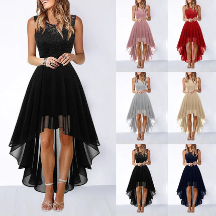 Women Lace Irregular Evening Dress