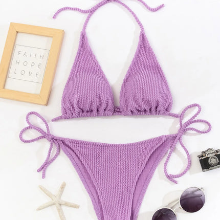 Women Solid Pink Brazilian Bikini Set