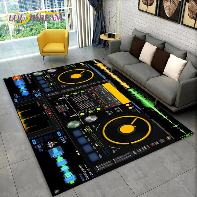 3D DJ Music Keyboard Living Area Rugs