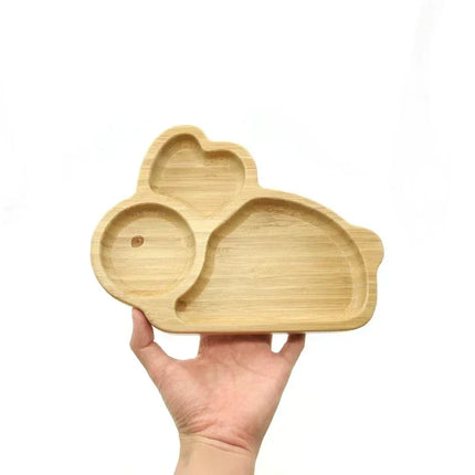 Eco-Friendly Baby Food Wooden Animal Dinner Tray Set