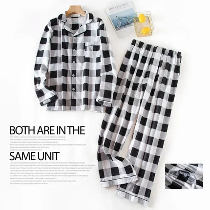 Men Home Suits Star Plaid Pajama Sets