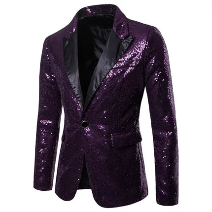 Men Plaid Sequin 3D Party Blazer