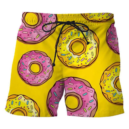 Men 3D Food Donut Chocolate Pattern Boardshorts