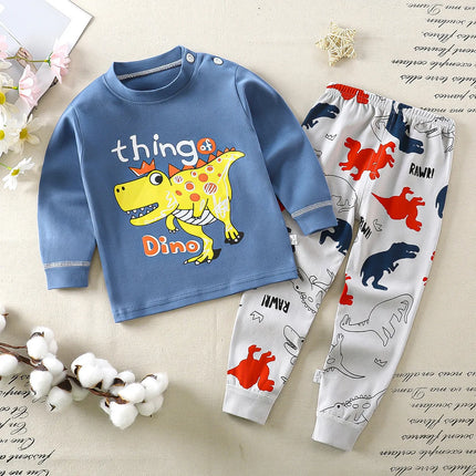 Baby Boy Cartoon Dinosaur Long Pajama Set