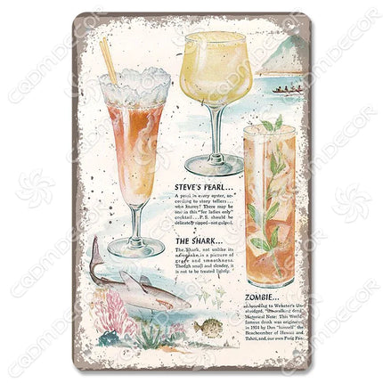 Pina Colada Drink Mojito Vintage Wall Sign