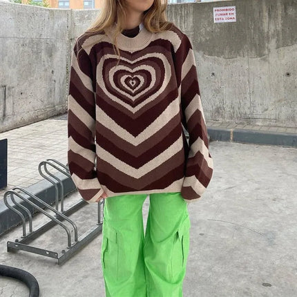 Women Knitted 90s Vintage Heart Sweaters