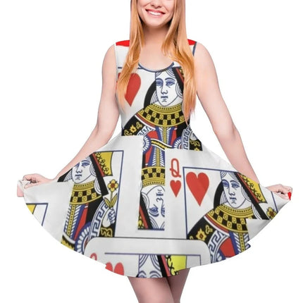 Women 3D Fashion Poker Playing Card Skater Dress