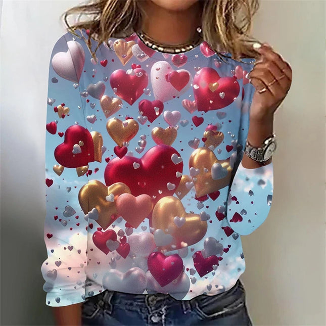 Women 3D Love Long Valentine's Tees - Mad Fly Essentials