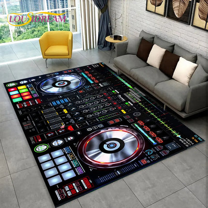 3D DJ Music Keyboard Living Area Rugs