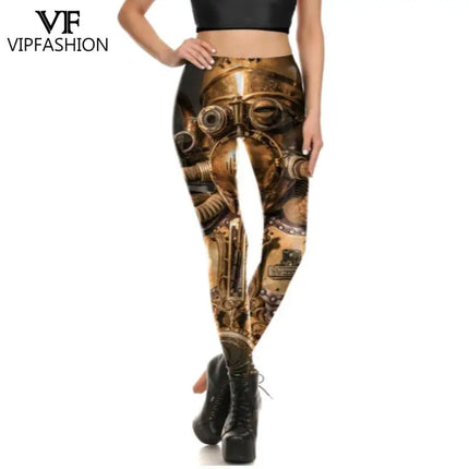 Women Steampunk 3D Fitness Leggings - Mad Fly Essentials