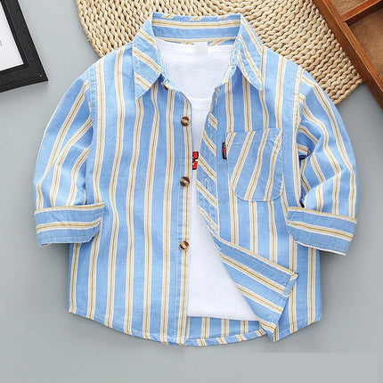 Boy Long Plaid Casual Dress Shirts