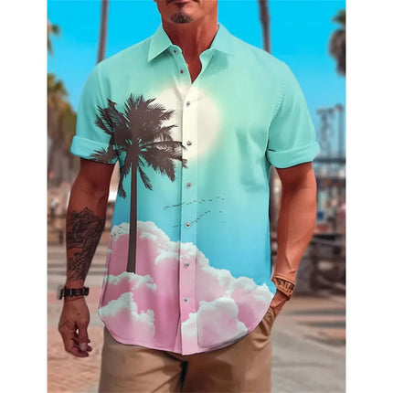 Men Sunset Graphic Short Beach Shirts