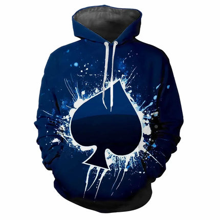 Men Hot 3D Poker Ace Spades Party Hoodies