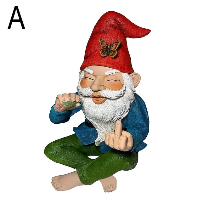 Gnome Smoking Finger Home Garden Figurine