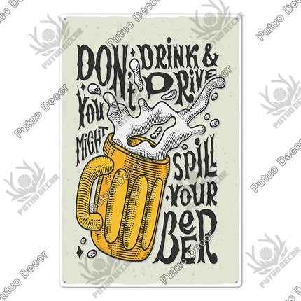 Save Water Drink Beer Vintage Sign Decor