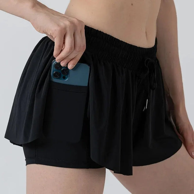 Women Summer Casual Running Fitness Pocket Skorts