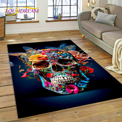 Home Cartoon Skull Gothic 3D Area Rugs