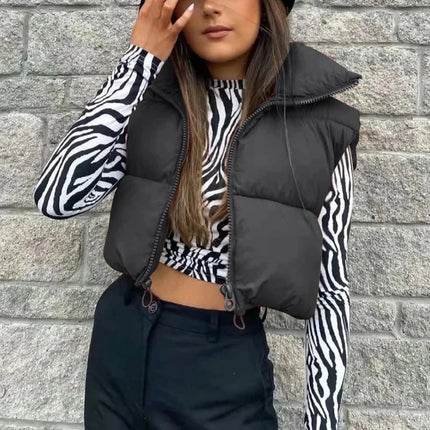 Women Spring Short Cropped Sleeveless Down Jacket