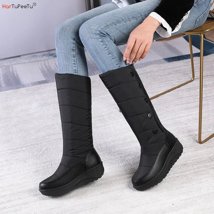 Women Mid Calf Winter Down Platform Boots.