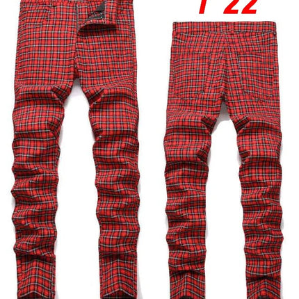 Men Business Casual Elastic Plaid Pants - Mad Fly Essentials