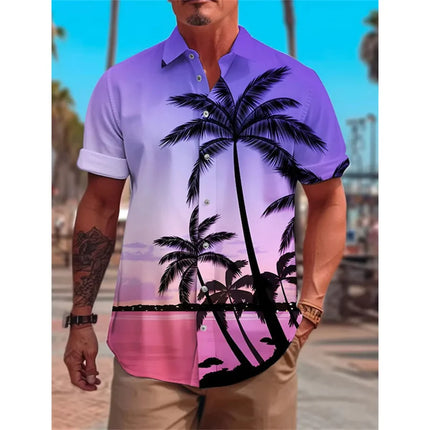 Men Sunset Graphic Short Beach Shirts