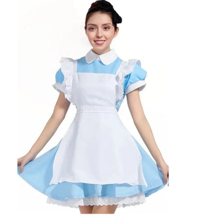 Women French Fancy Blue Maid Costume Set