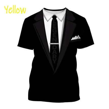 Men Funny 3D Tuxedo Graphic Bow Shirts