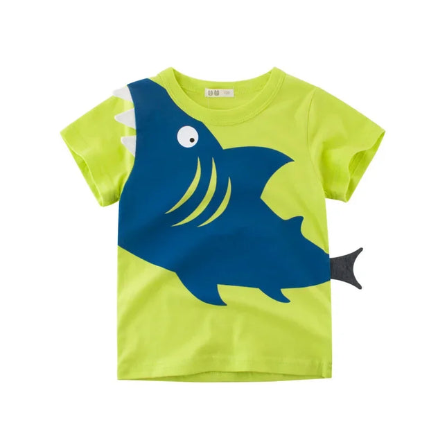 Boys 1-12T Cartoon Shark Animal Tops