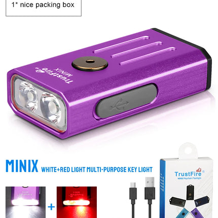 MiniX LED USB Rechargeable Flashlight Keychain