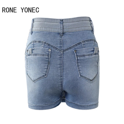 Women Casual Drawstring Pocket Mini Denim Skort