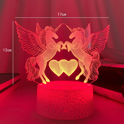 Double Horse-Unicorn Touch-Control 3D LED Night Light