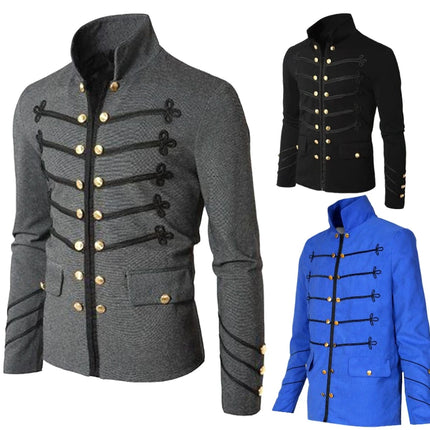 Men Gothic Steampunk Medieval Frock Jacket