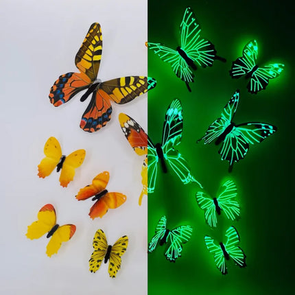 Nordic Butterfly 12pc 3D Luminous Animal DIY Wall Stickers