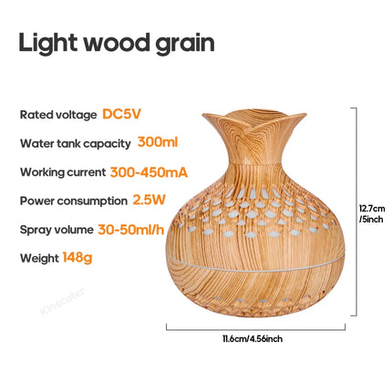 Wood Grain 300mL USB Aroma Diffuser Humidifier