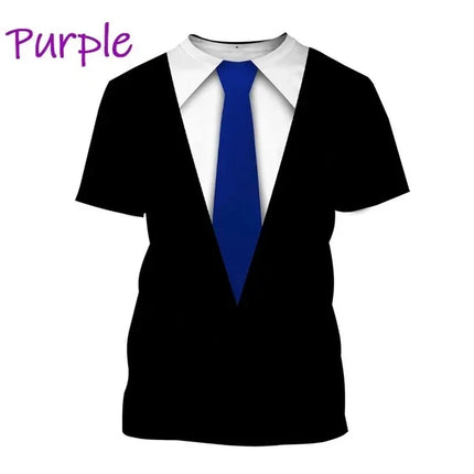 Men Funny 3D Tuxedo Graphic Bow Shirts