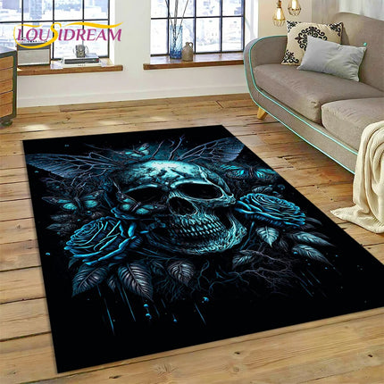 Home Cartoon Skull Gothic 3D Area Rugs