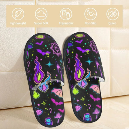 Men Indoor Neon Witchy Halloween Slippers