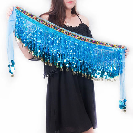 Women Gold Tassel Belly Dance Costume Skirt Wraps