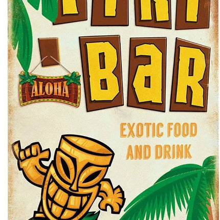 Retro Vintage Tiki Bar Outdoor Wall Sign Decor